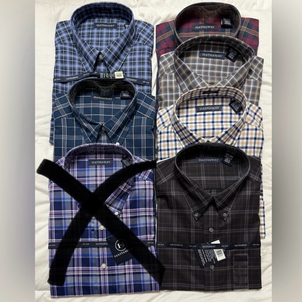 6 for $3 each, $18 for all, Men's Long Sleeve LIGHTWEIGHT Plaid Shirts NWT, XXL - Picture 2 of 2
